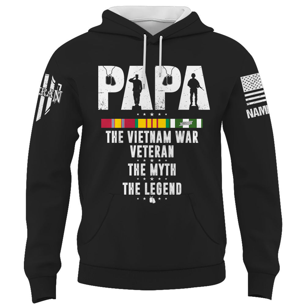 Papa The Vietnam War Veteran The Myth The Legend Personalized Shirt Gift For Father's Day K1702