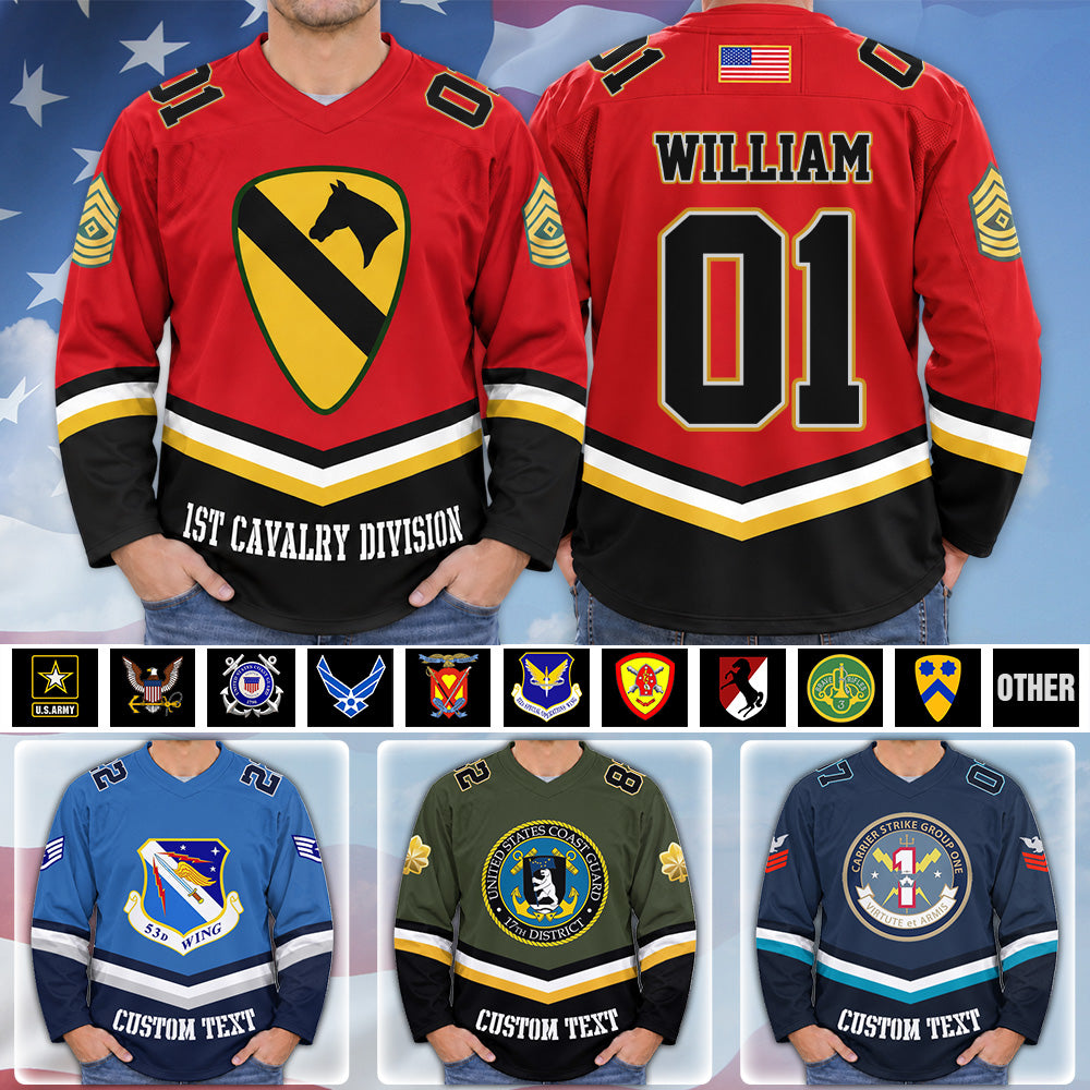 Custom US Military Hockey Jersey Custom All Branches Served Gift For Soldier Veteran K1702 MT2 DH09
