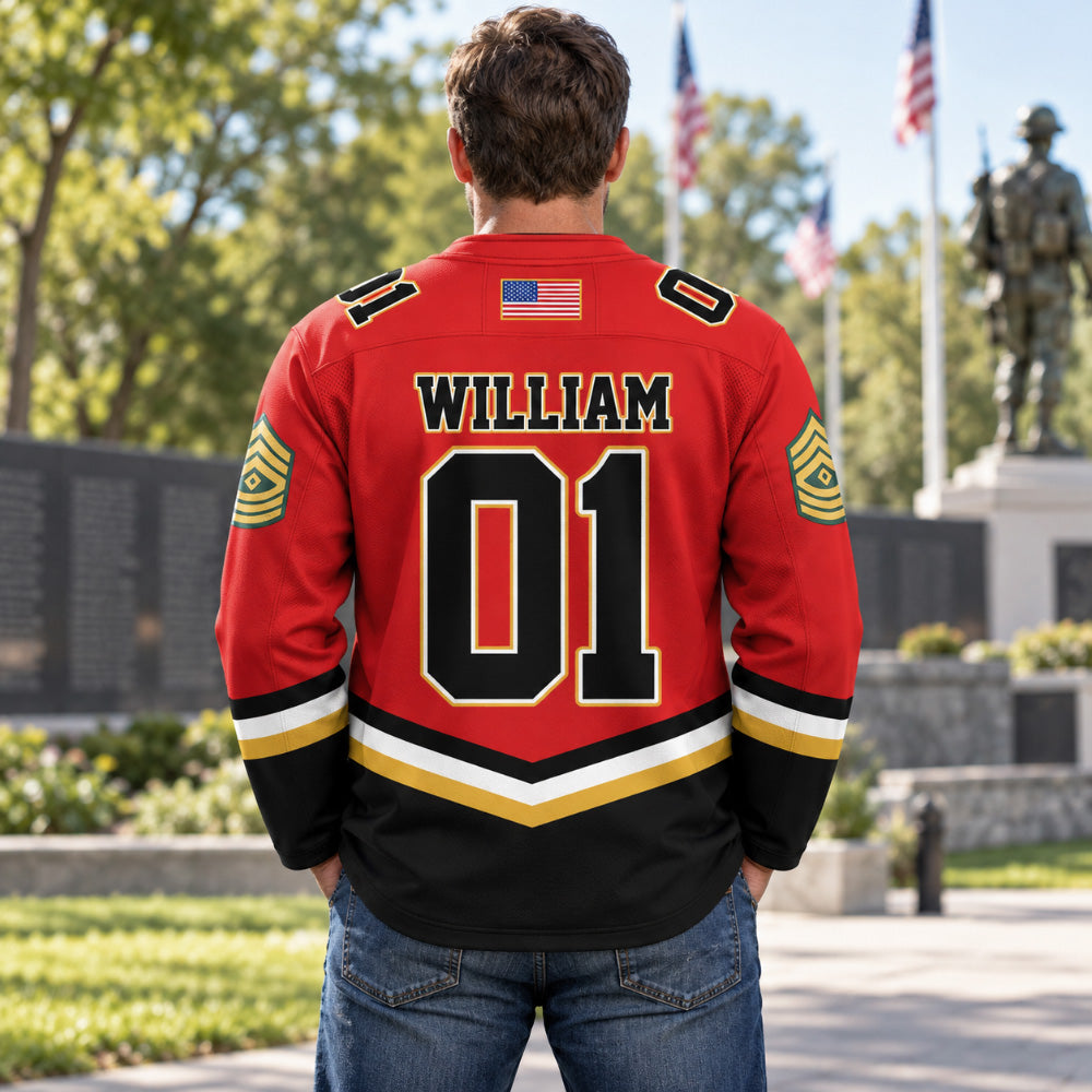 Custom US Military Hockey Jersey Custom All Branches Served Gift For Soldier Veteran K1702 MT2 DH09