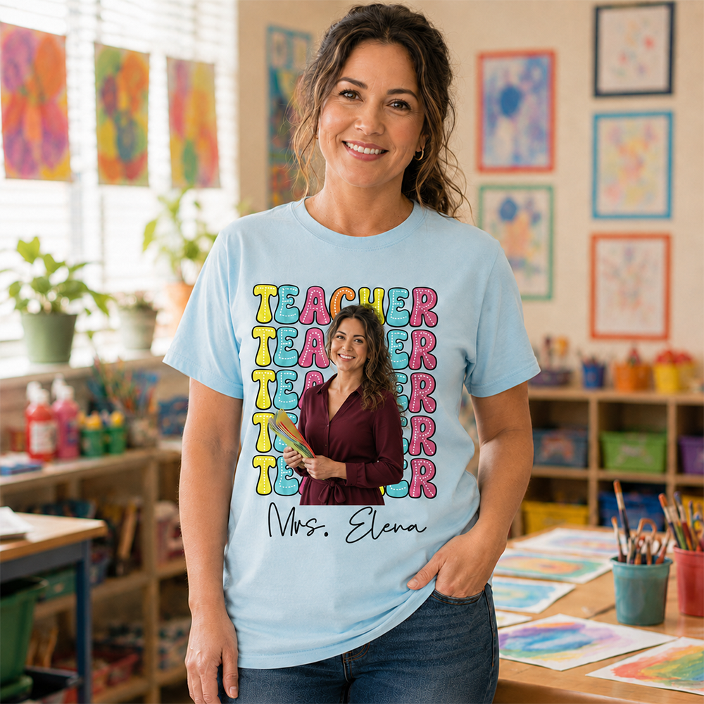 Custom Photo Teacher Comfort Shirt - Personalized Job Titles Back to School Gift Hv01