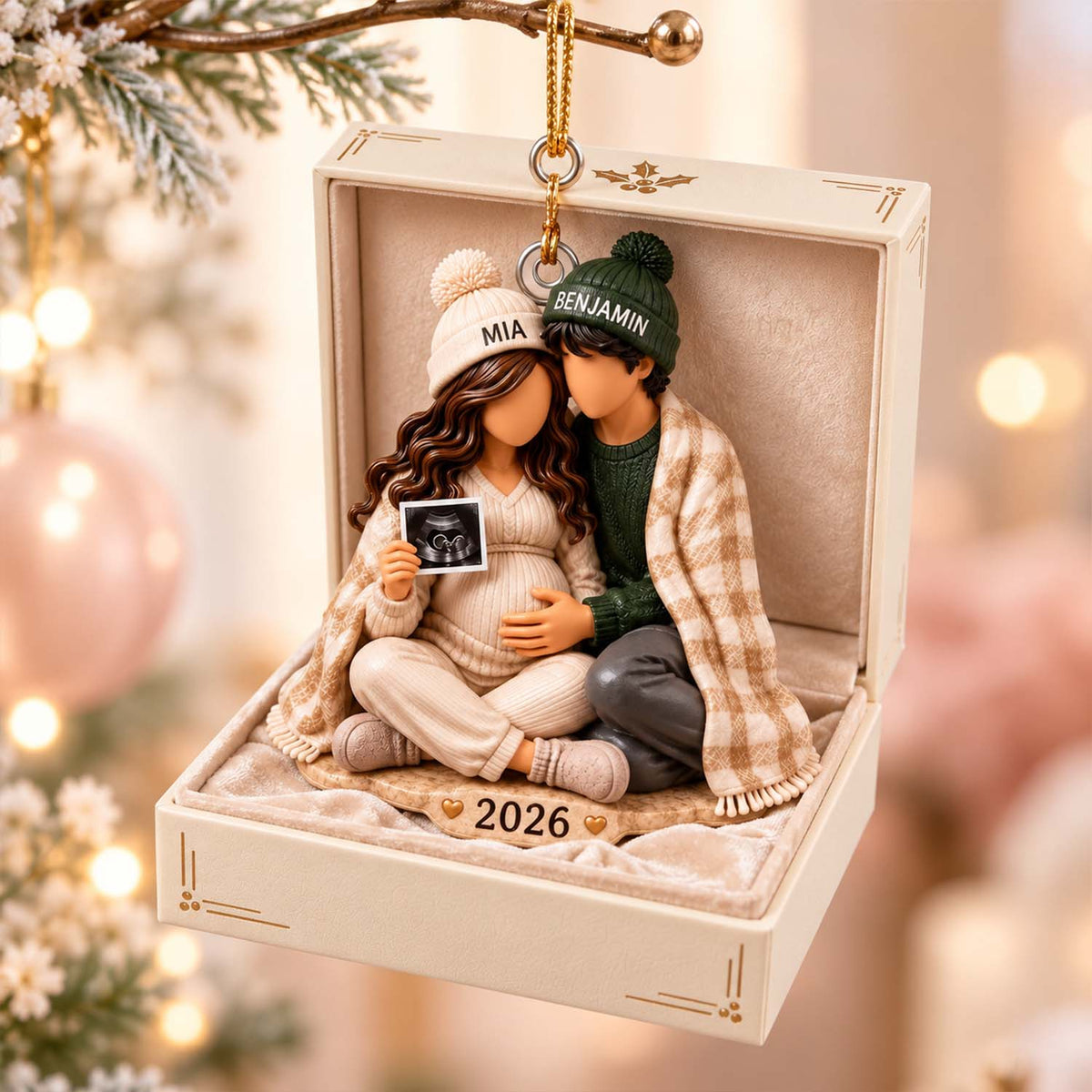 Personalized Pregnancy Christmas Acrylic Ornament, Expecting Parents Baby Keepsake Pt99 