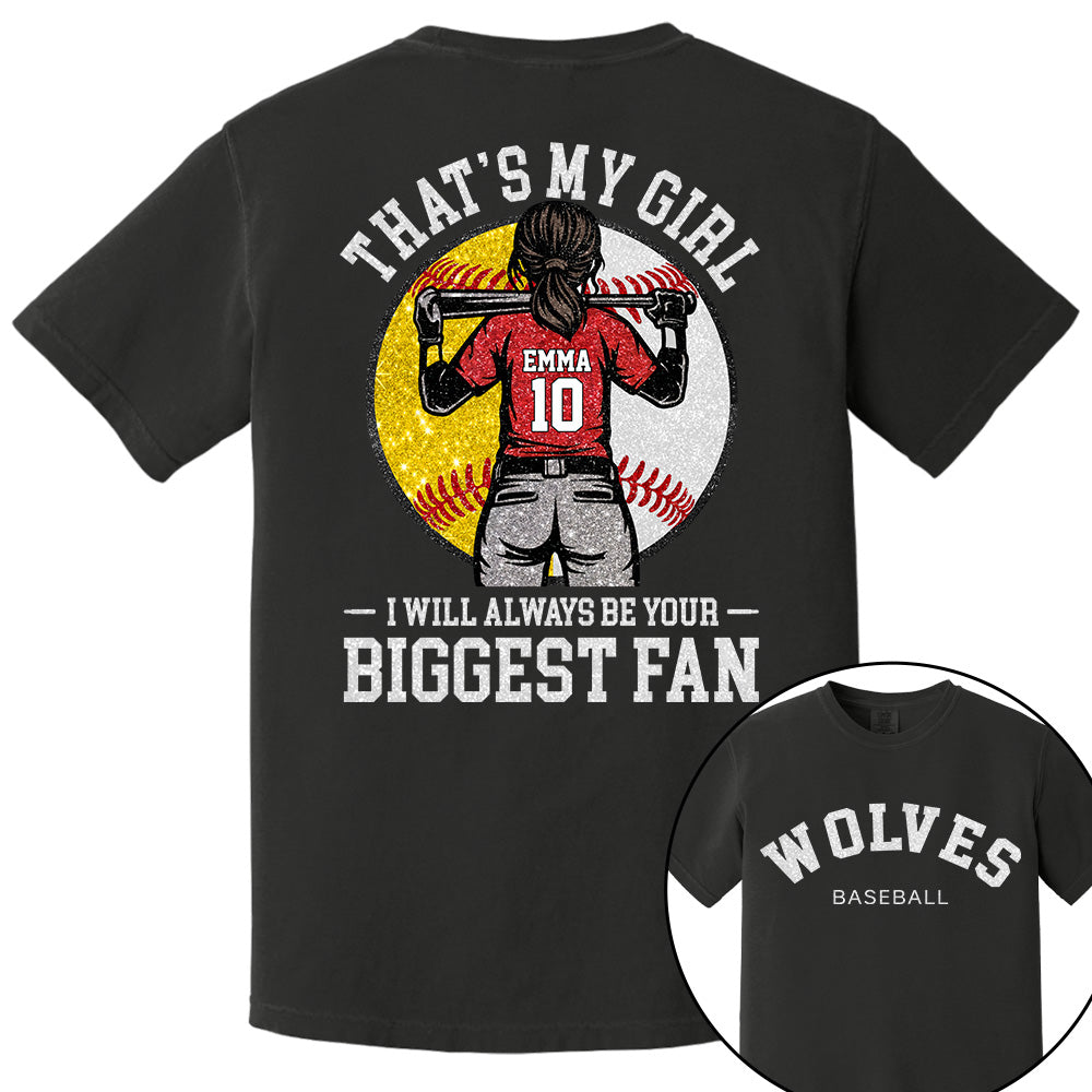 Custom Baseball Softball Mom Shirt, Personalized Kids Name Number Team Name, Those Are My Kids Biggest Fan Tee VH01