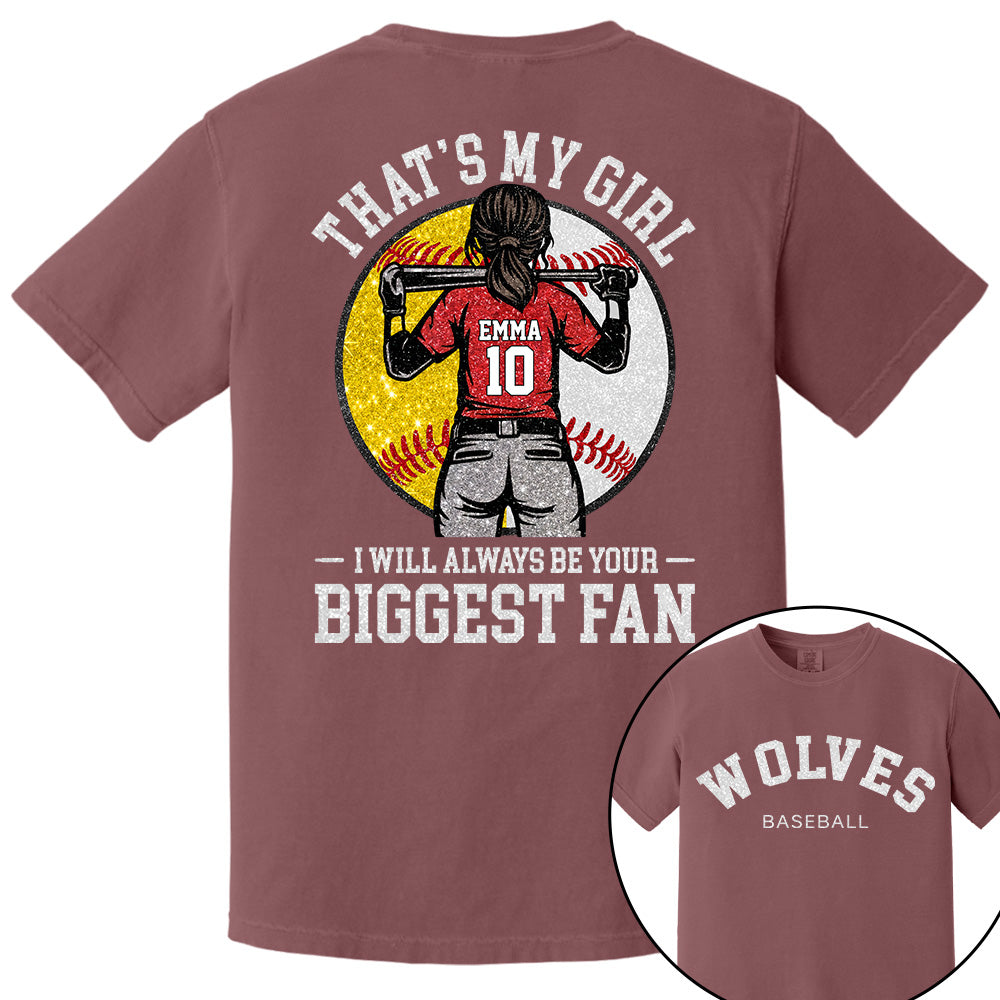 Custom Baseball Softball Mom Shirt, Personalized Kids Name Number Team Name, Those Are My Kids Biggest Fan Tee VH01