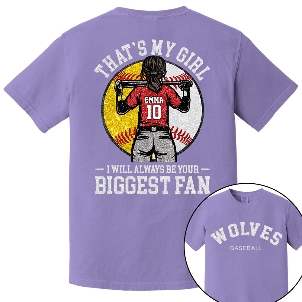 Custom Baseball Softball Mom Shirt, Personalized Kids Name Number Team Name, Those Are My Kids Biggest Fan Tee VH01