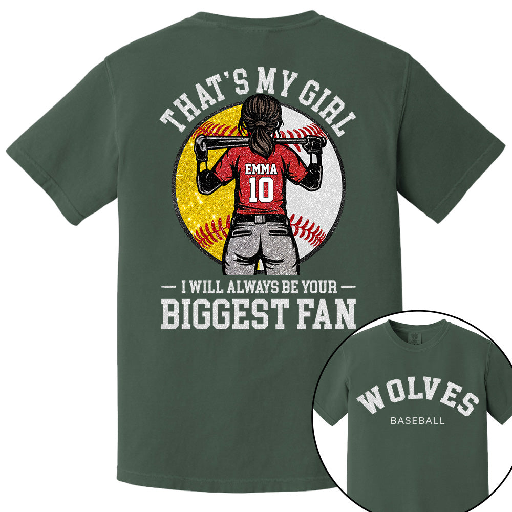 Custom Baseball Softball Mom Shirt, Personalized Kids Name Number Team Name, Those Are My Kids Biggest Fan Tee VH01