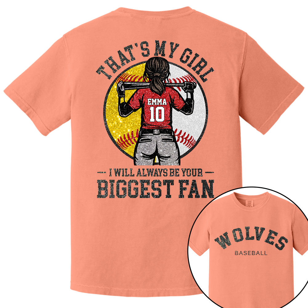 Custom Baseball Softball Mom Shirt, Personalized Kids Name Number Team Name, Those Are My Kids Biggest Fan Tee VH01