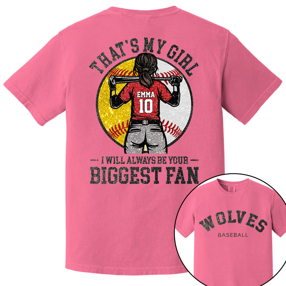 Custom Baseball Softball Mom Shirt, Personalized Kids Name Number Team Name, Those Are My Kids Biggest Fan Tee VH01