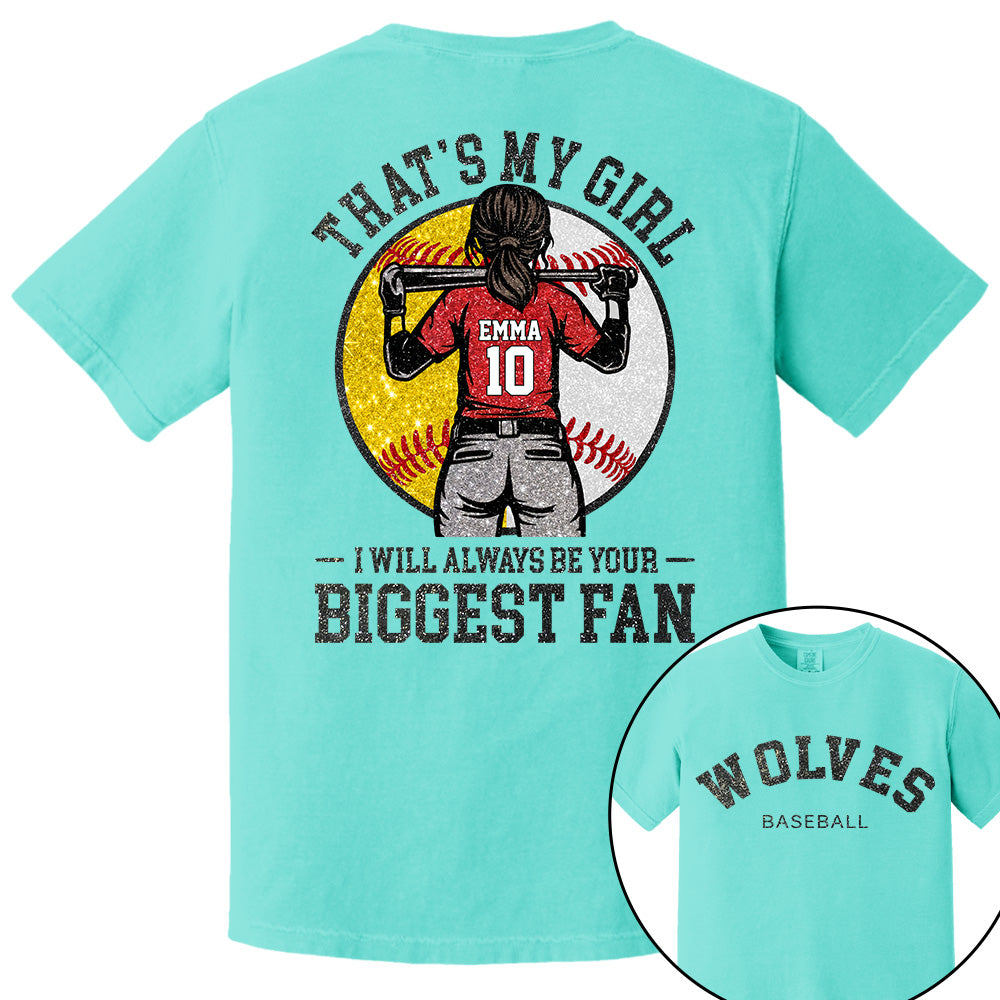 Custom Baseball Softball Mom Shirt, Personalized Kids Name Number Team Name, Those Are My Kids Biggest Fan Tee VH01
