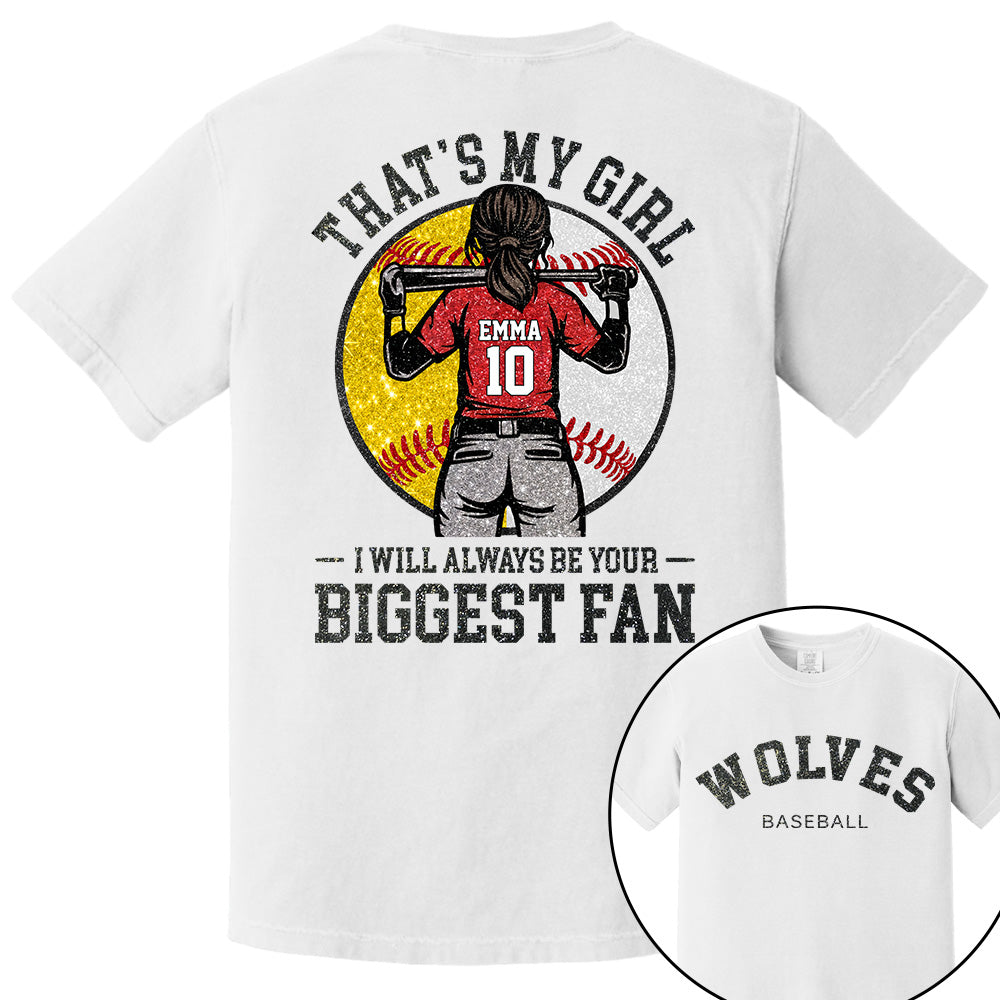 Custom Baseball Softball Mom Shirt, Personalized Kids Name Number Team Name, Those Are My Kids Biggest Fan Tee VH01