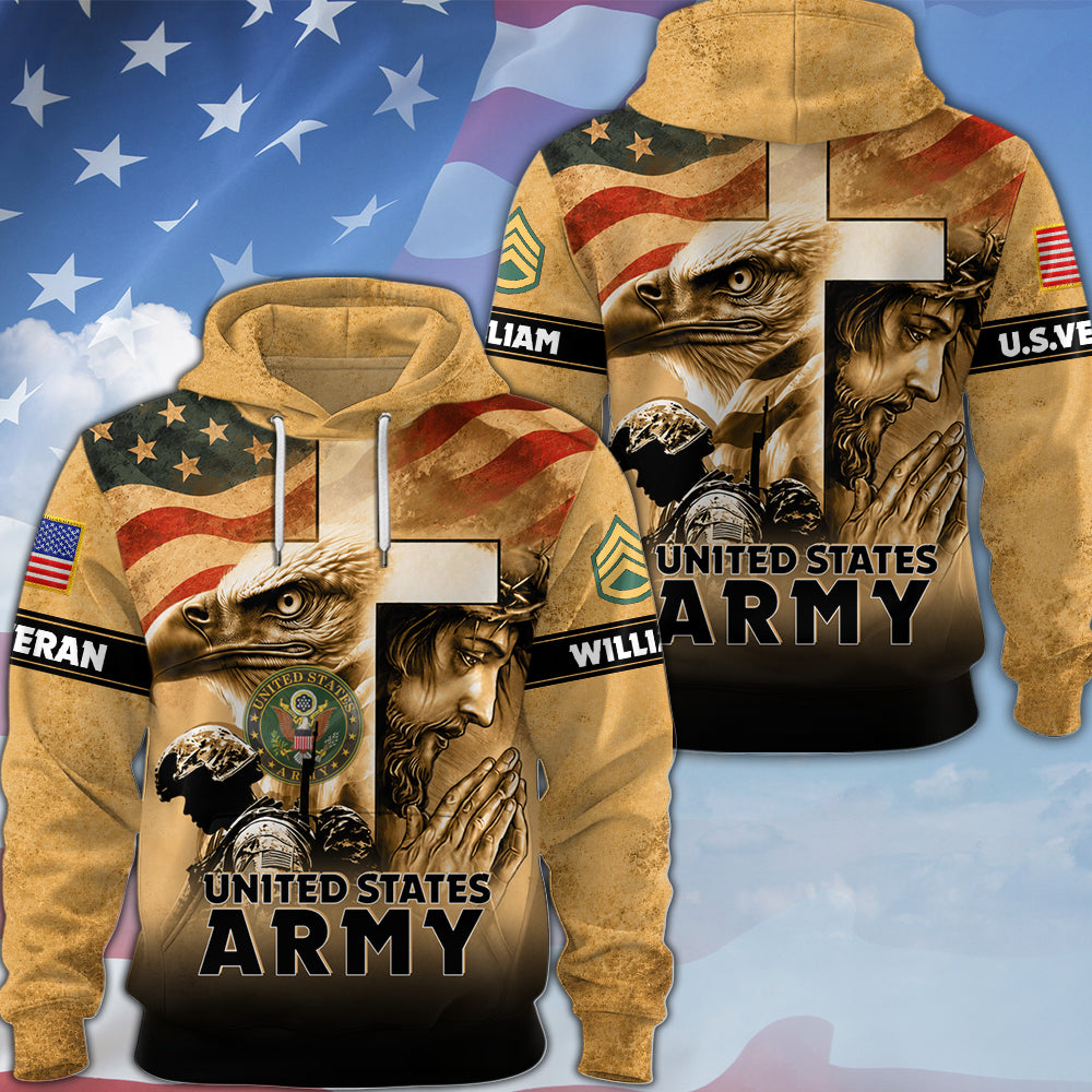 Personalized Veteran Shirt One Nation Under God Veterans Gift All Over Print Military Gifts K1702 MT2