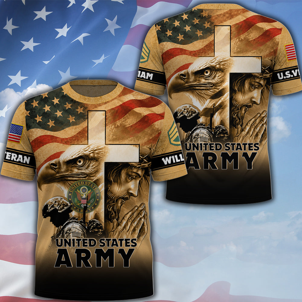 Personalized Veteran Shirt One Nation Under God Veterans Gift All Over Print Military Gifts K1702 MT2