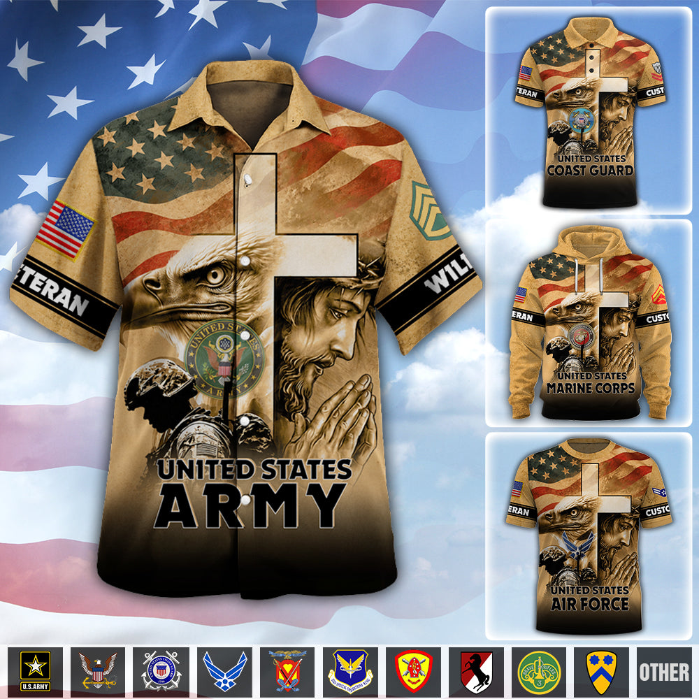 Personalized Veteran Shirt One Nation Under God Veterans Gift All Over Print Military Gifts K1702 MT2