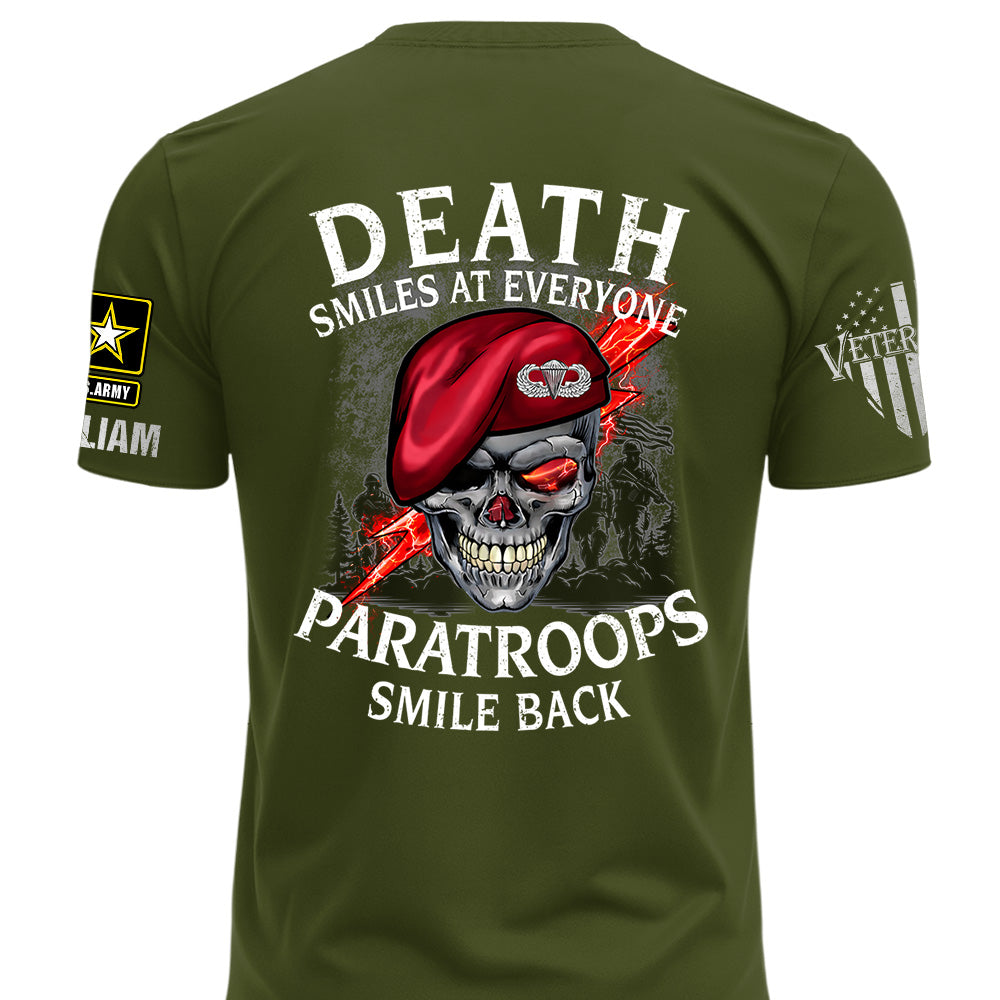 Custom Shirts Death Smiles At Everyone, Veterans Smile Back Custom Military Patch Veteran Skull K1702 MT2
