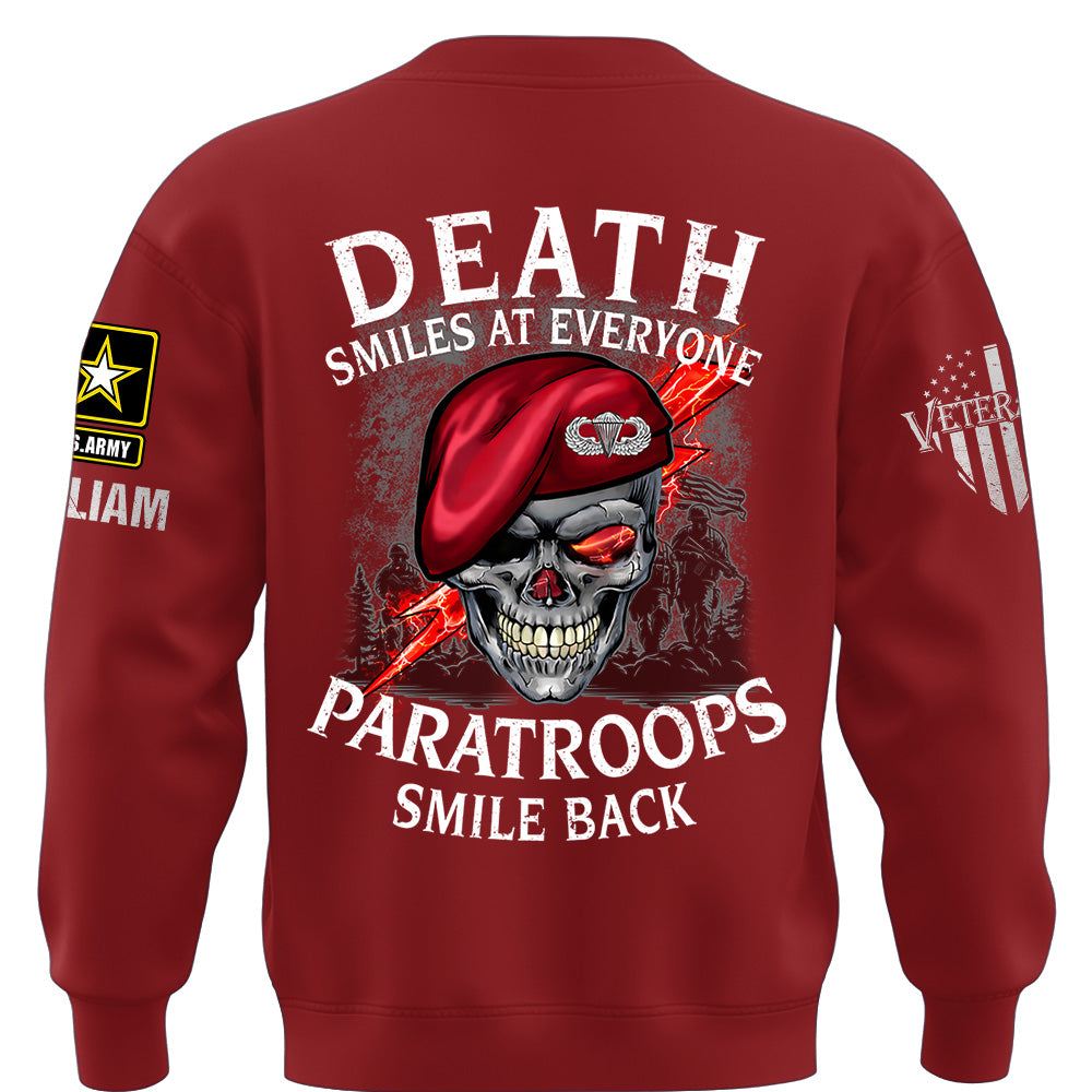 Custom Shirts Death Smiles At Everyone, Veterans Smile Back Custom Military Patch Veteran Skull K1702 MT2