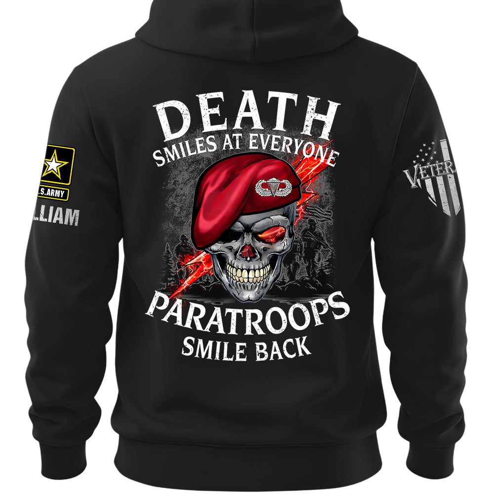 Custom Shirts Death Smiles At Everyone, Veterans Smile Back Custom Military Patch Veteran Skull K1702 MT2