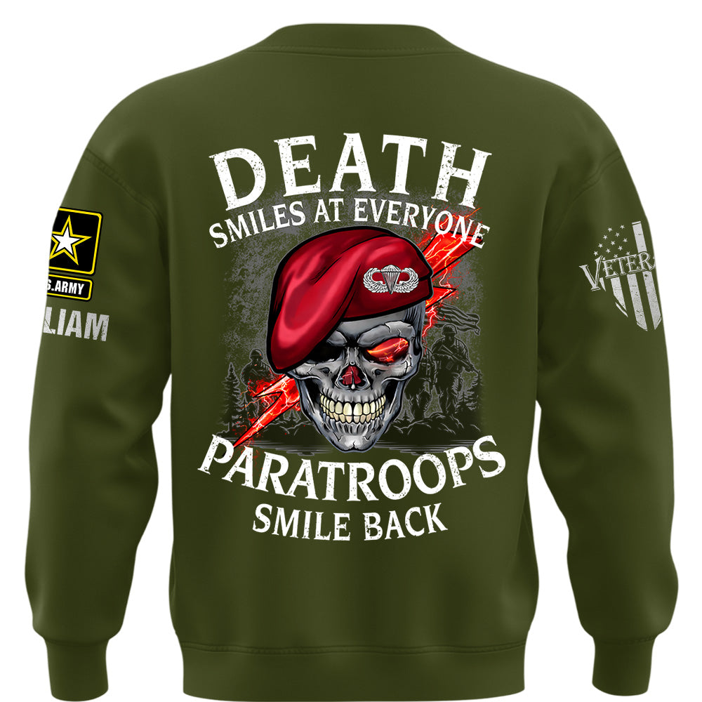 Custom Shirts Death Smiles At Everyone, Veterans Smile Back Custom Military Patch Veteran Skull K1702 MT2
