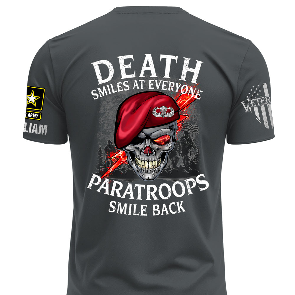 Custom Shirts Death Smiles At Everyone, Veterans Smile Back Custom Military Patch Veteran Skull K1702 MT2