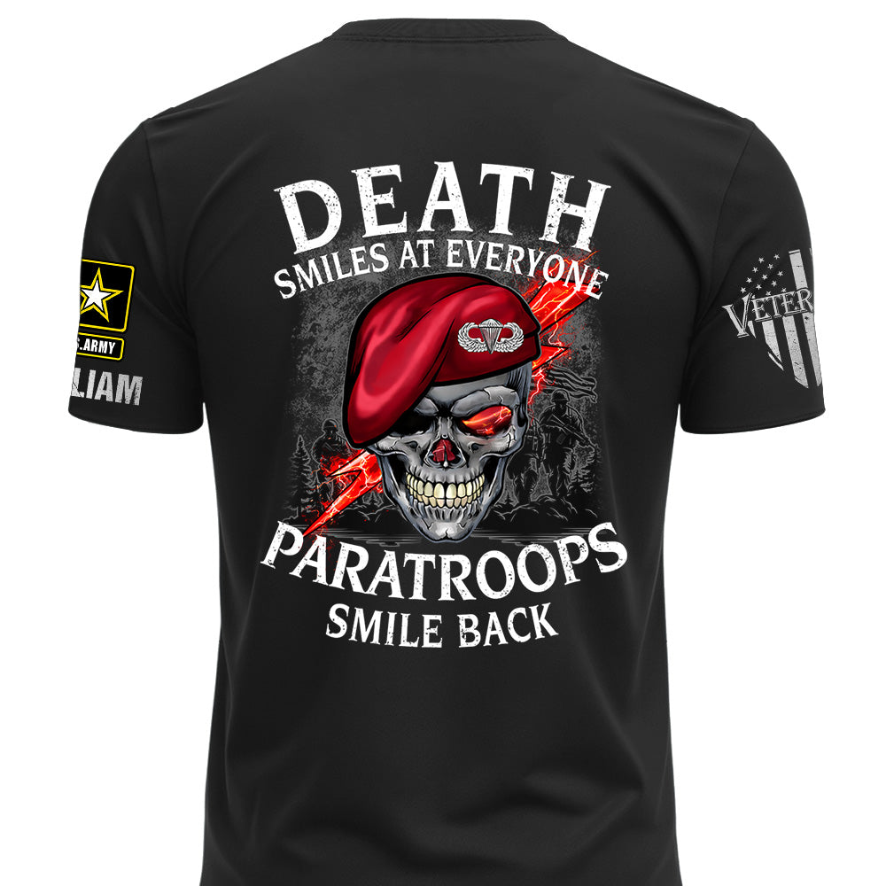 Custom Shirts Death Smiles At Everyone, Veterans Smile Back Custom Military Patch Veteran Skull K1702 MT2