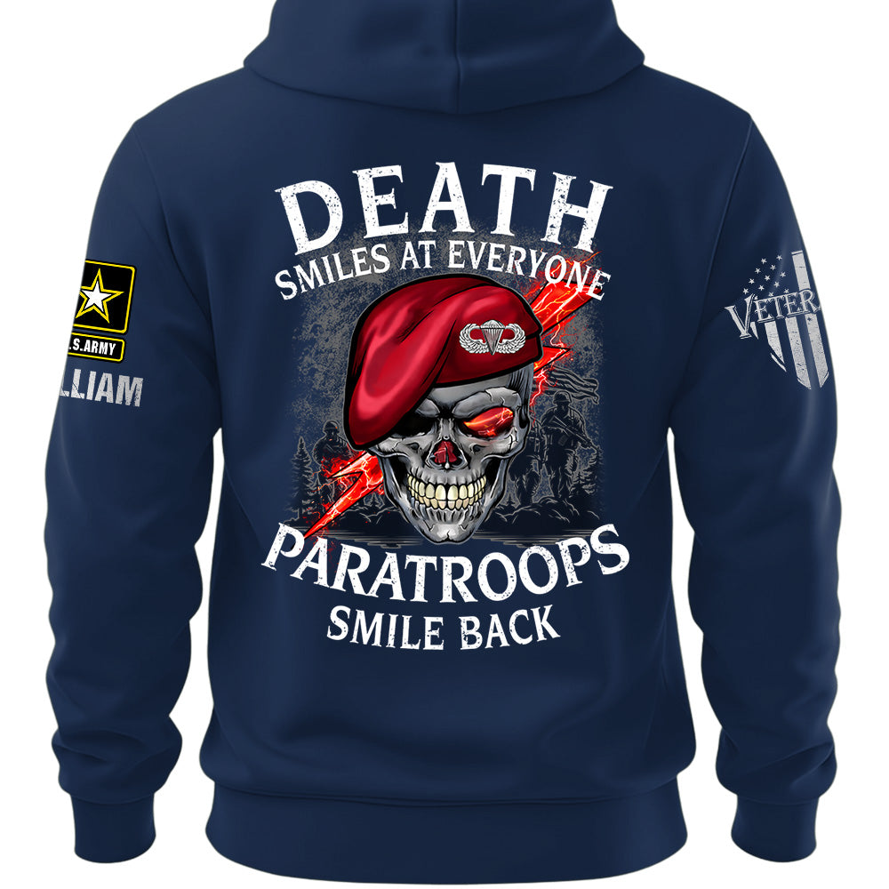 Custom Shirts Death Smiles At Everyone, Veterans Smile Back Custom Military Patch Veteran Skull K1702 MT2