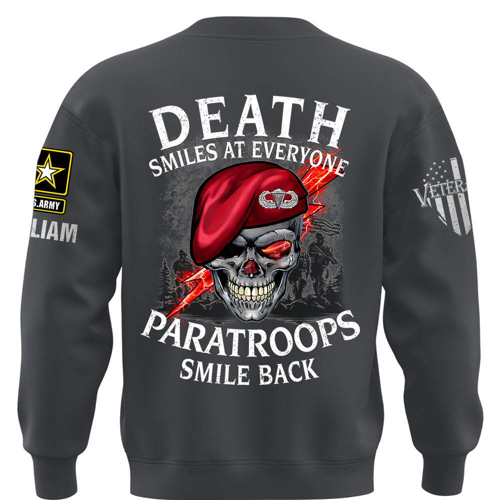 Custom Shirts Death Smiles At Everyone, Veterans Smile Back Custom Military Patch Veteran Skull K1702 MT2