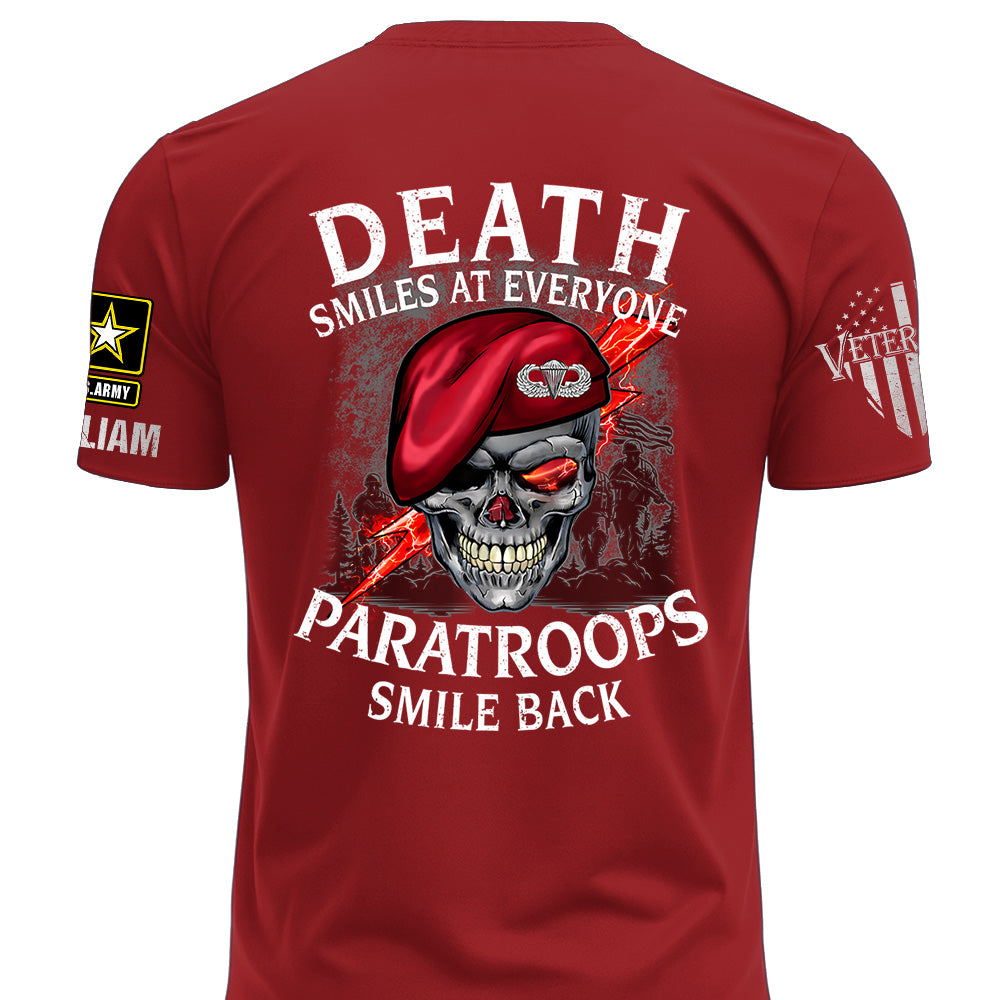 Custom Shirts Death Smiles At Everyone, Veterans Smile Back Custom Military Patch Veteran Skull K1702 MT2