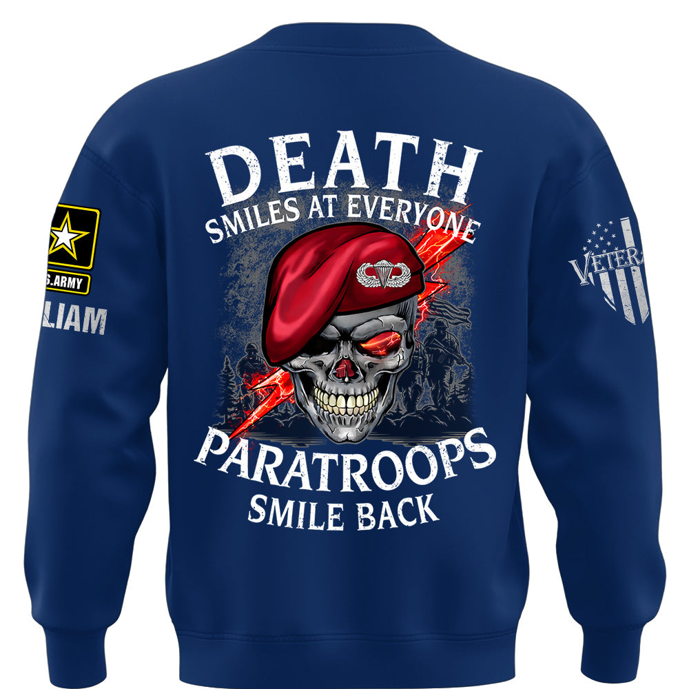 Custom Shirts Death Smiles At Everyone, Veterans Smile Back Custom Military Patch Veteran Skull K1702 MT2