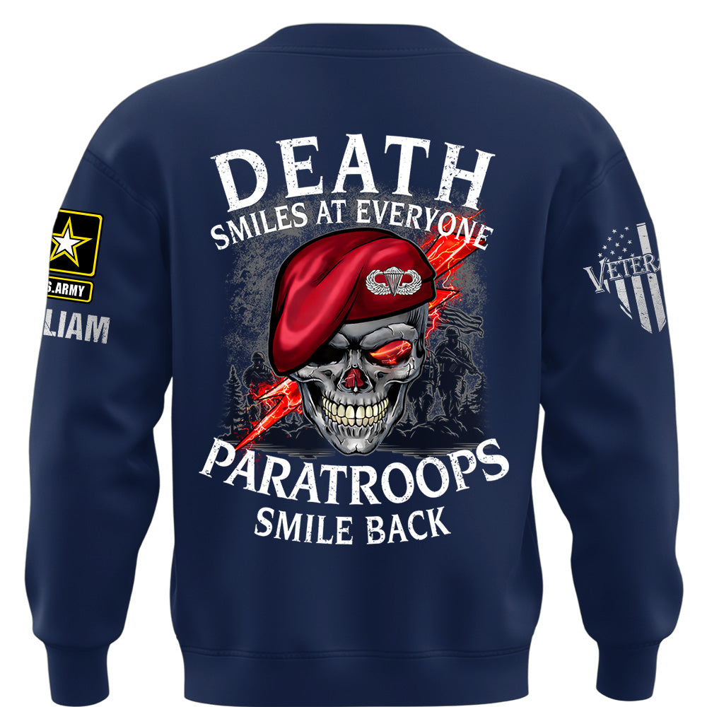 Custom Shirts Death Smiles At Everyone, Veterans Smile Back Custom Military Patch Veteran Skull K1702 MT2