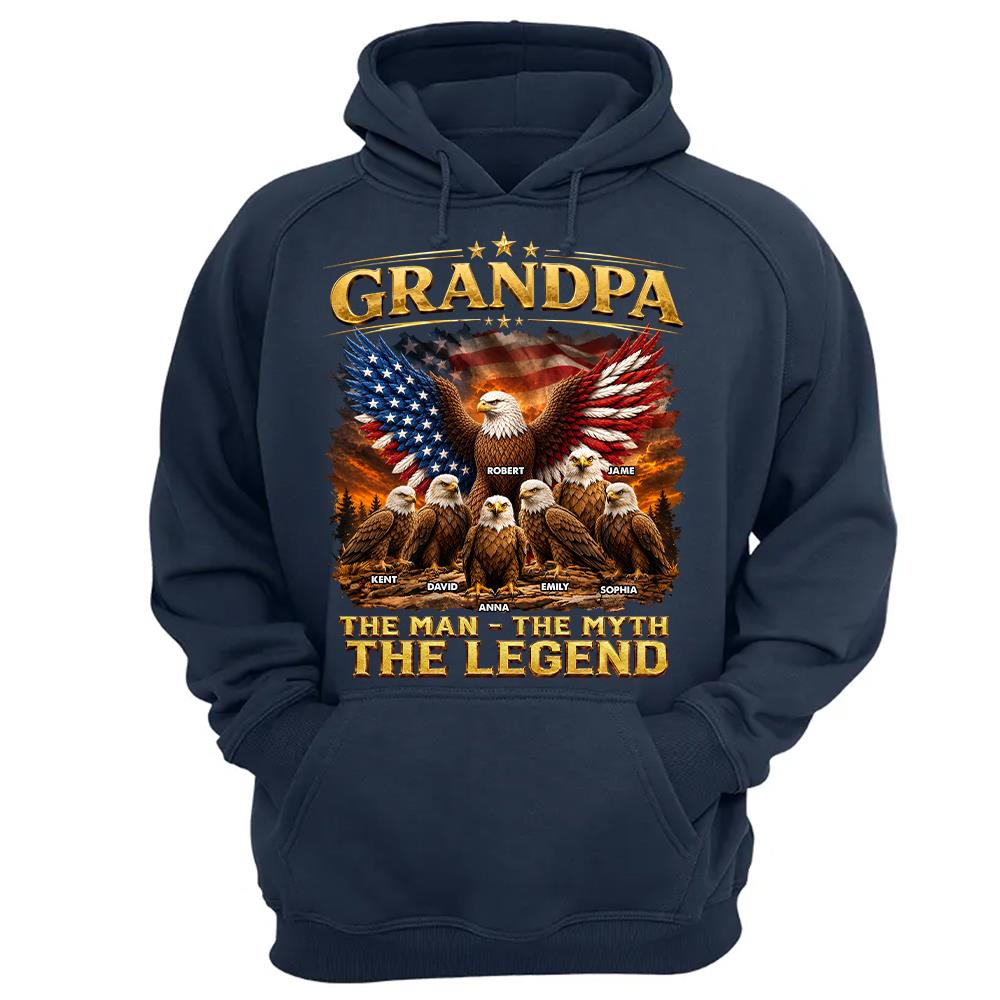 Grandpa Eagle - Personalized Shirt For Grandpa & Dad Vintage Shirt NA04 Hv01