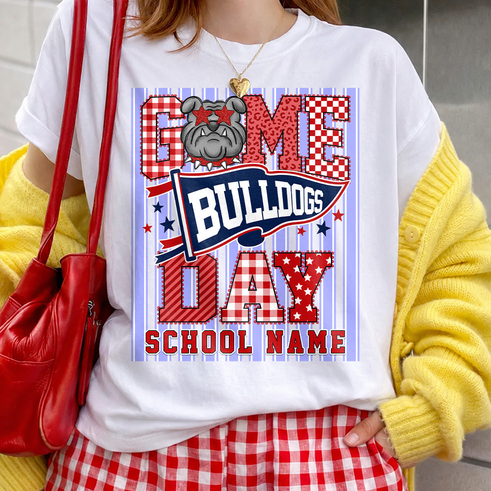 Custom School Name Mascot Striped, Back To Shool Shirt L0411 Hv01