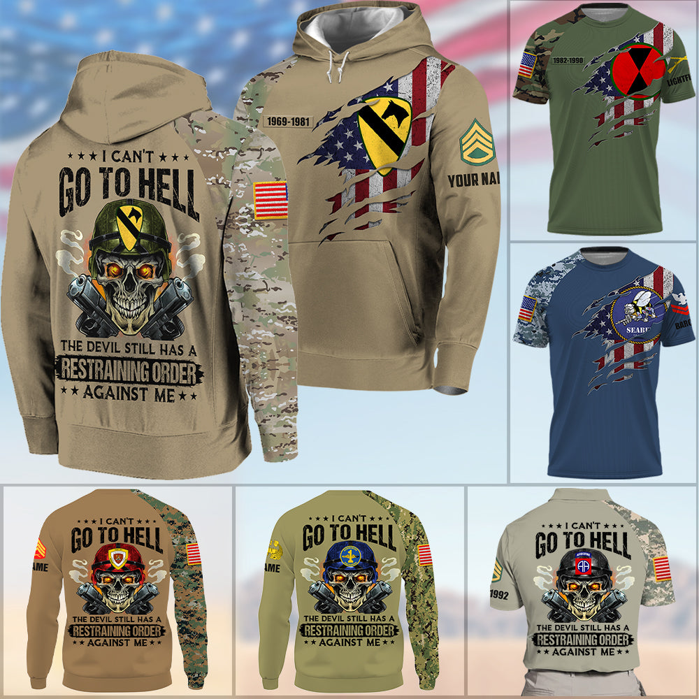 Personalized All Over Print Shirt I Can't Go To Hell The Devil Pattern Camouflage Military Custom Gift For Veteran K1702 Trhn