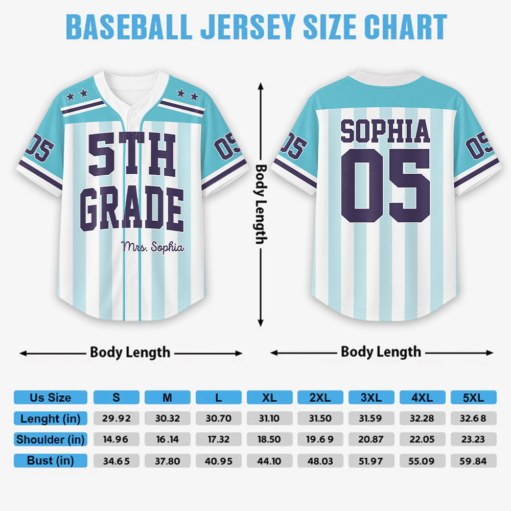 Personalized Teacher Baseball Jersey, Custom Name Number Jersey, First Grade Teacher Shirt, Back To School Gift, Teacher Team Game Day Tee Hv01