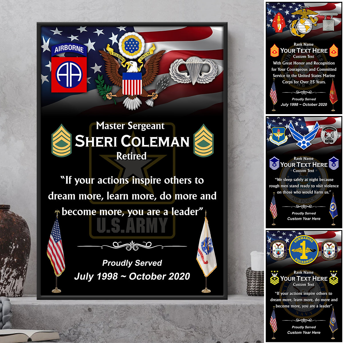 Custom Military Retirement Poster And Canvas Veteran Gift Available All Military Branch K1702 Trhn
