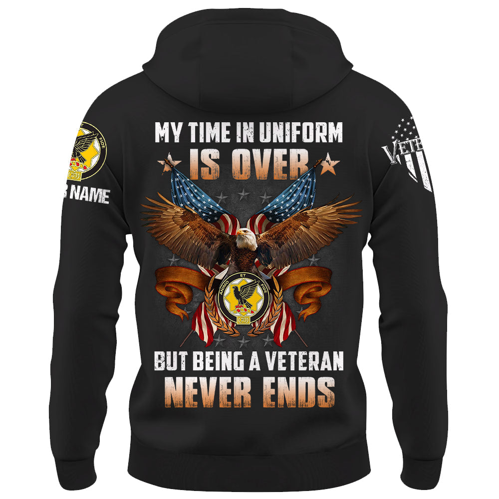 Custom Shirt My Time In Uniform Is Over But Being A Veteran Never Ends Custom All Military Branches Gift For Veteran K1702 Trhn
