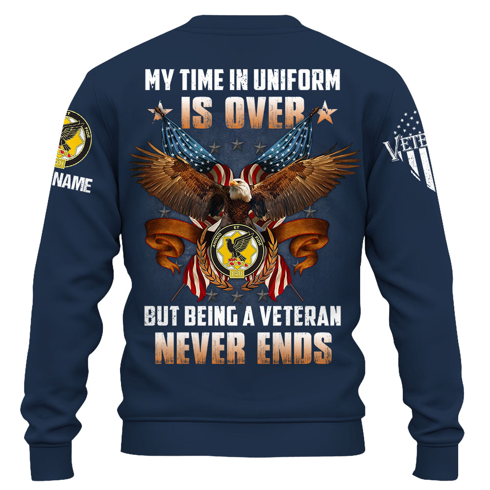 Custom Shirt My Time In Uniform Is Over But Being A Veteran Never Ends Custom All Military Branches Gift For Veteran K1702 Trhn