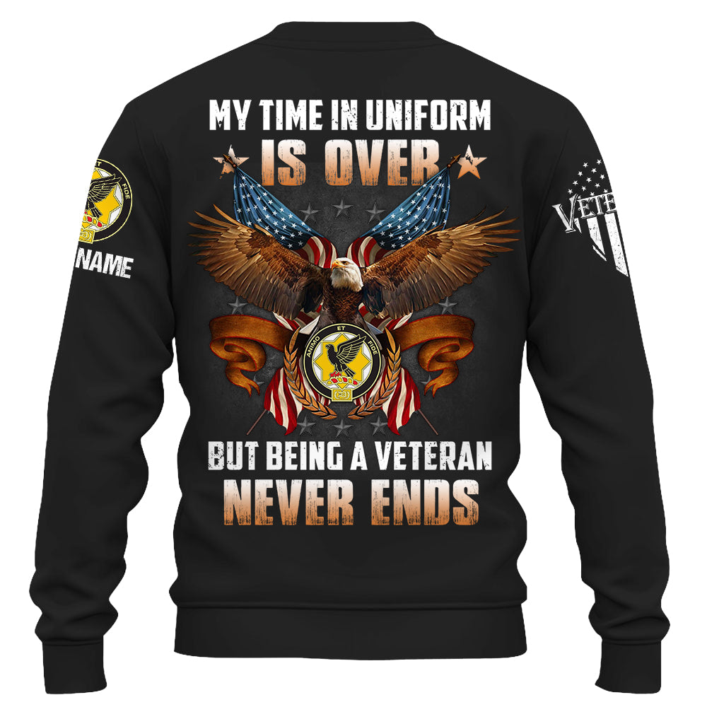 Custom Shirt My Time In Uniform Is Over But Being A Veteran Never Ends Custom All Military Branches Gift For Veteran K1702 Trhn