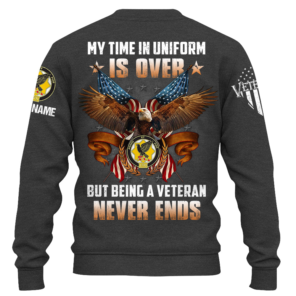 Custom Shirt My Time In Uniform Is Over But Being A Veteran Never Ends Custom All Military Branches Gift For Veteran K1702 Trhn