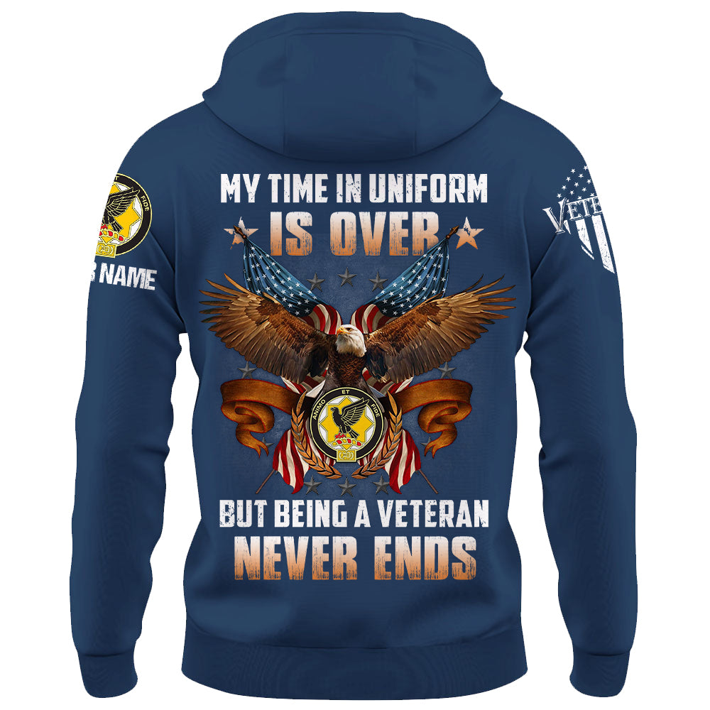 Custom Shirt My Time In Uniform Is Over But Being A Veteran Never Ends Custom All Military Branches Gift For Veteran K1702 Trhn