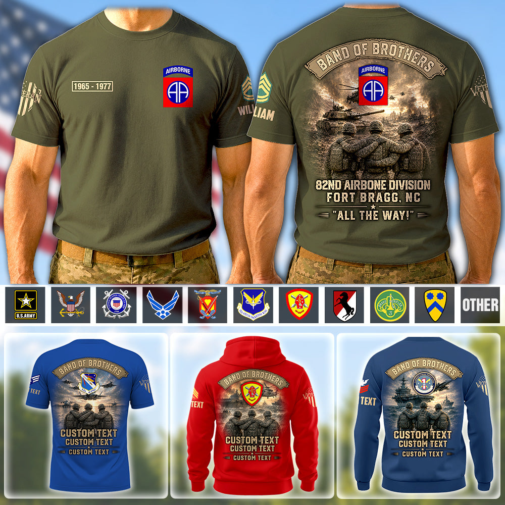 Custom Shirt Band Of Brothers US Veterans US Military Unit Patches Gift For Veterans All Over Print Shirt K1702 MT2