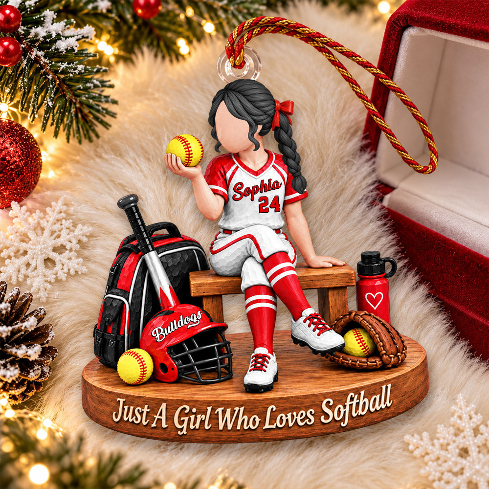 Just A Girl Who Loves Softball, Personalized Softball Ornament, Custom Player Name Gift, Gift For Softball Players Softball Lover MI209 Nh00