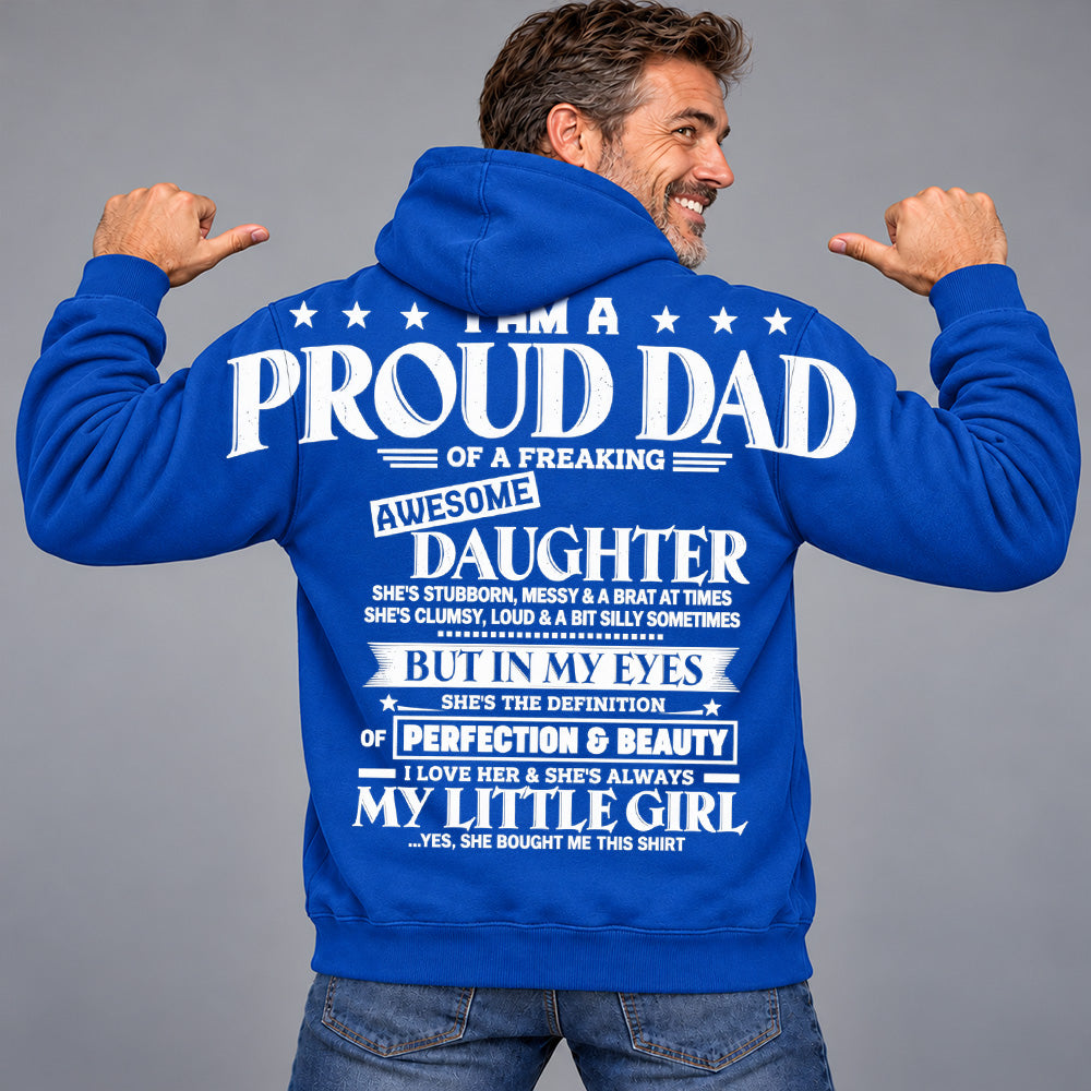 I Am A Proud Dad Of A Freaking Awesome Daughter Oversized Shoulder Print Shirt T24