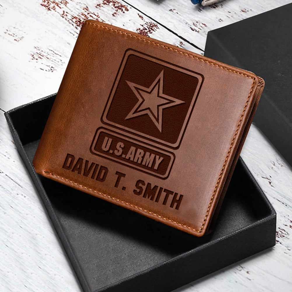 Military Veteran Custom Leather Wallet Once A Soldier Always A Soldier Personalized Gift K1702