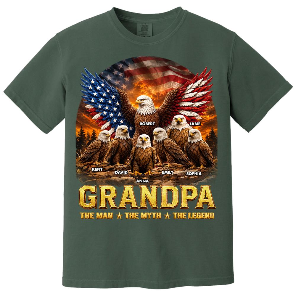 Grandpa Eagle - Personalized Shirt For Grandpa & Dad Vintage Shirt NA04 Hv01 Vrs2