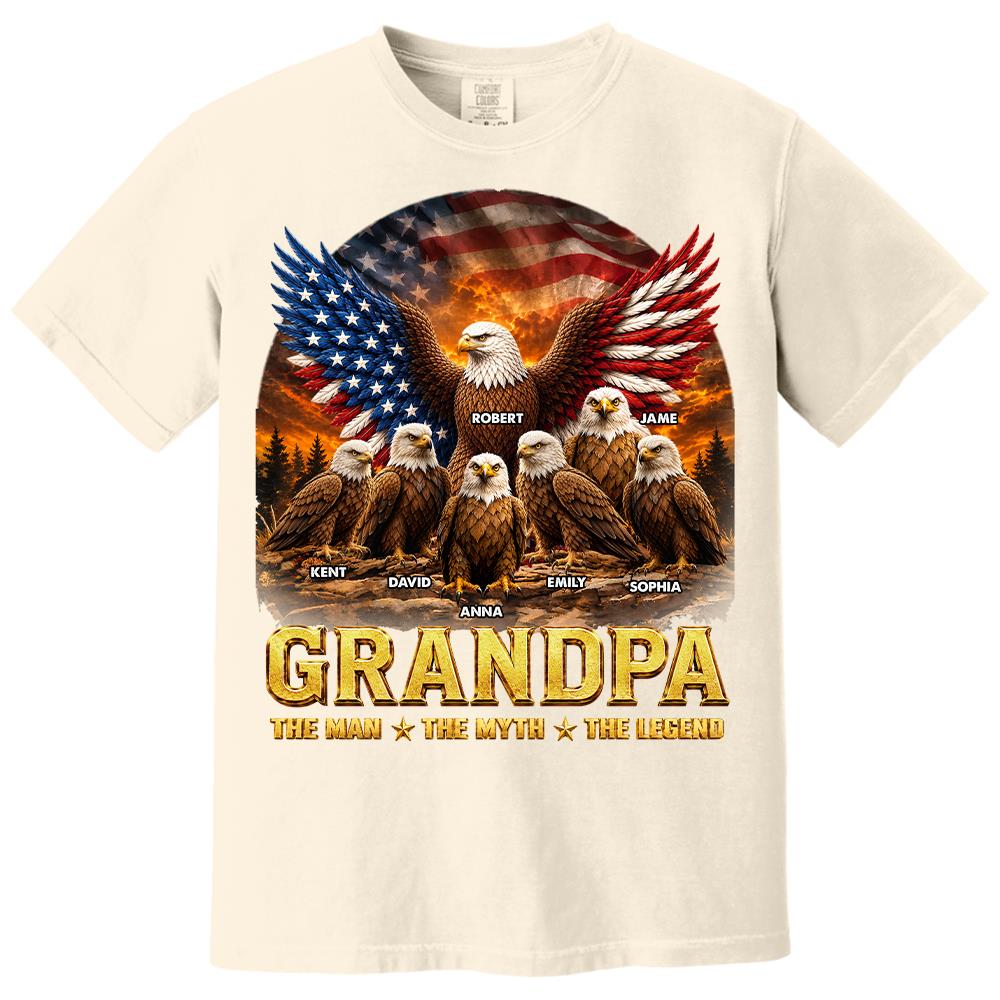 Grandpa Eagle - Personalized Shirt For Grandpa & Dad Vintage Shirt NA04 Hv01 Vrs2