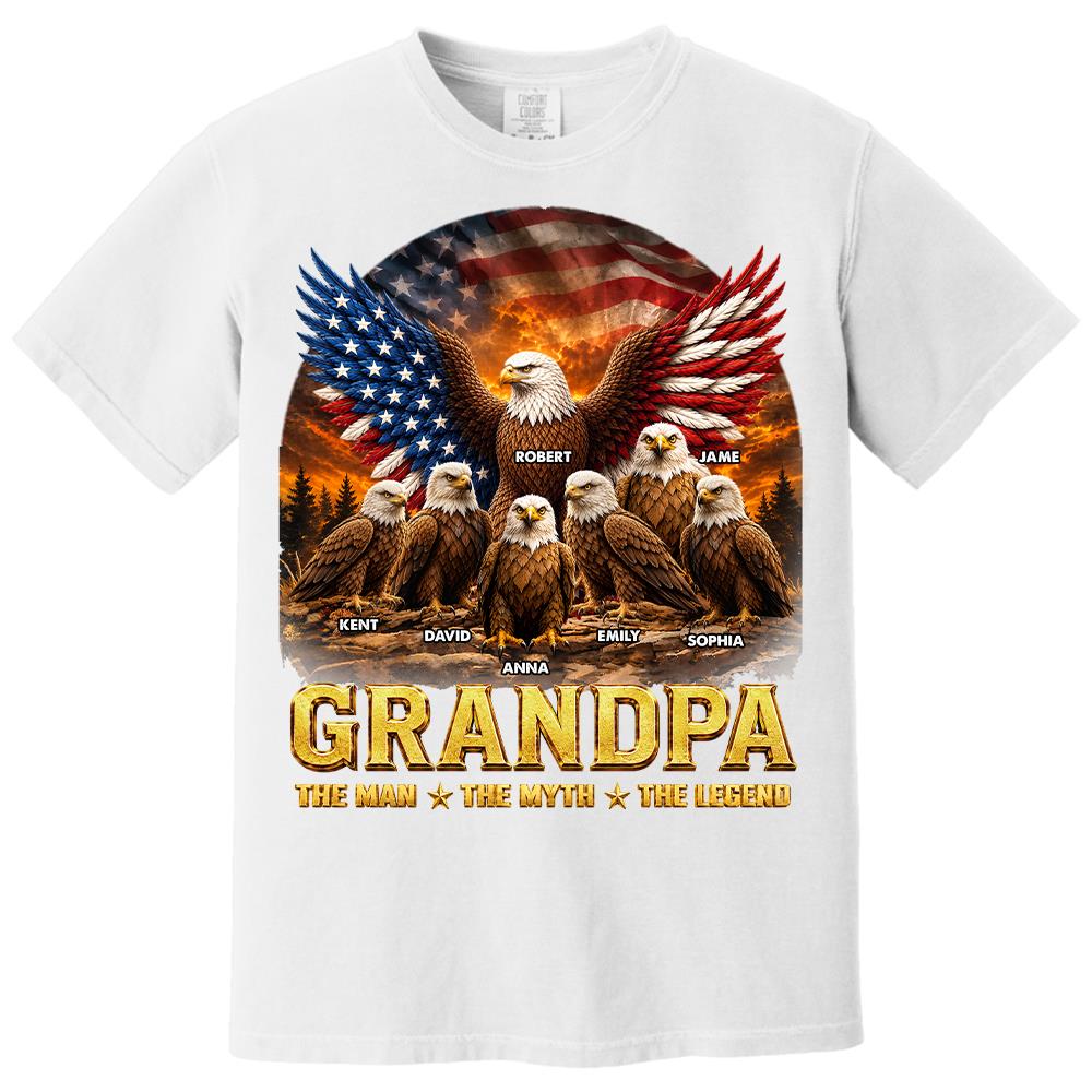 Grandpa Eagle - Personalized Shirt For Grandpa & Dad Vintage Shirt NA04 Hv01 Vrs2