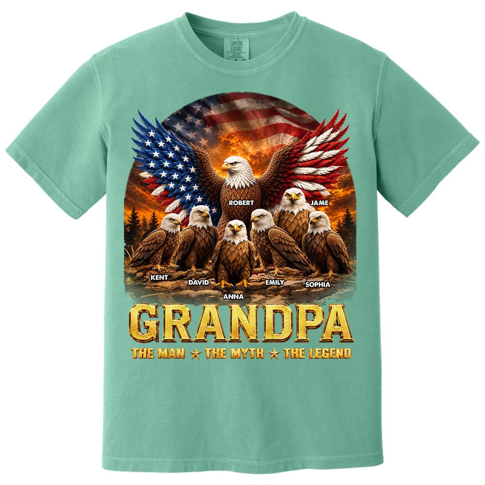 Grandpa Eagle - Personalized Shirt For Grandpa & Dad Vintage Shirt NA04 Hv01 Vrs2