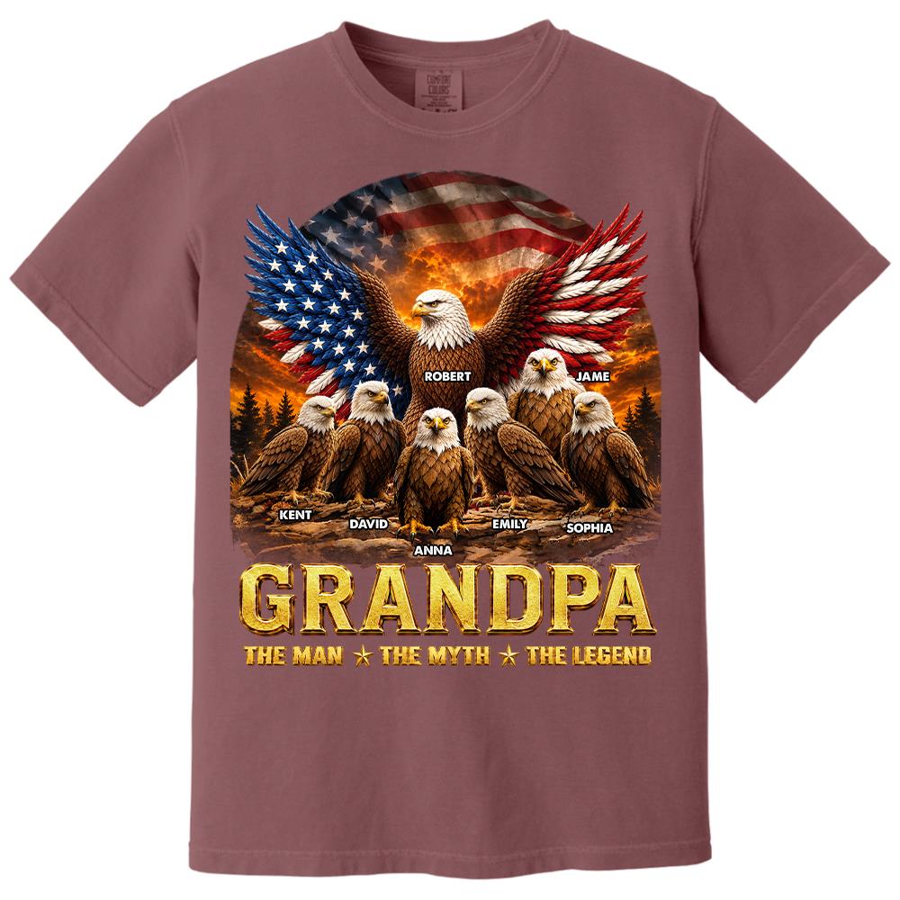 Grandpa Eagle - Personalized Shirt For Grandpa & Dad Vintage Shirt NA04 Hv01 Vrs2