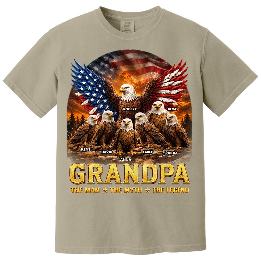 Grandpa Eagle - Personalized Shirt For Grandpa & Dad Vintage Shirt NA04 Hv01 Vrs2