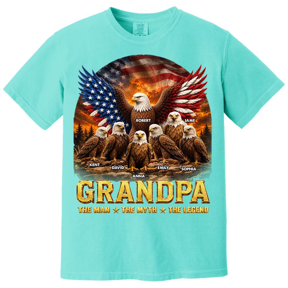 Grandpa Eagle - Personalized Shirt For Grandpa & Dad Vintage Shirt NA04 Hv01 Vrs2