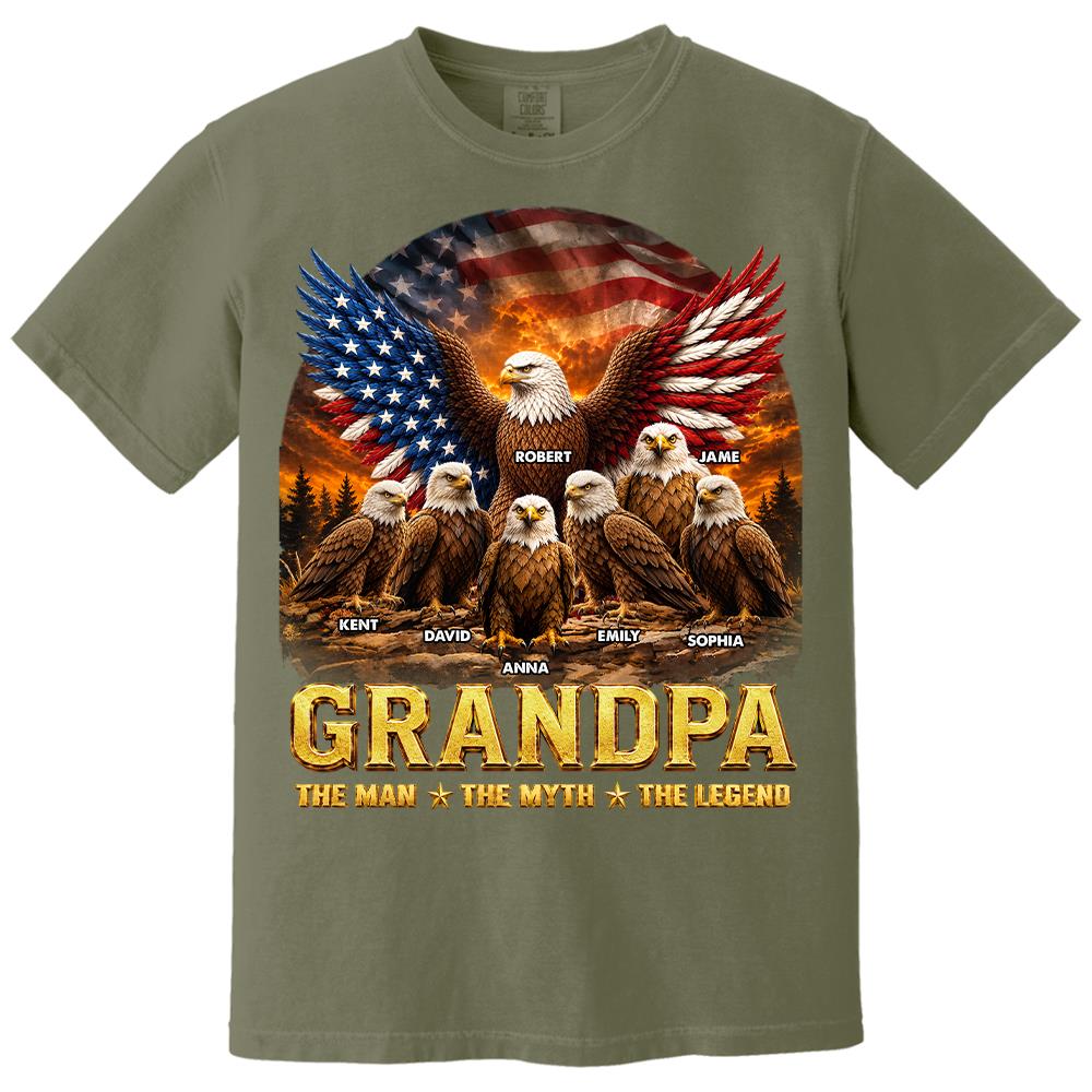 Grandpa Eagle - Personalized Shirt For Grandpa & Dad Vintage Shirt NA04 Hv01 Vrs2