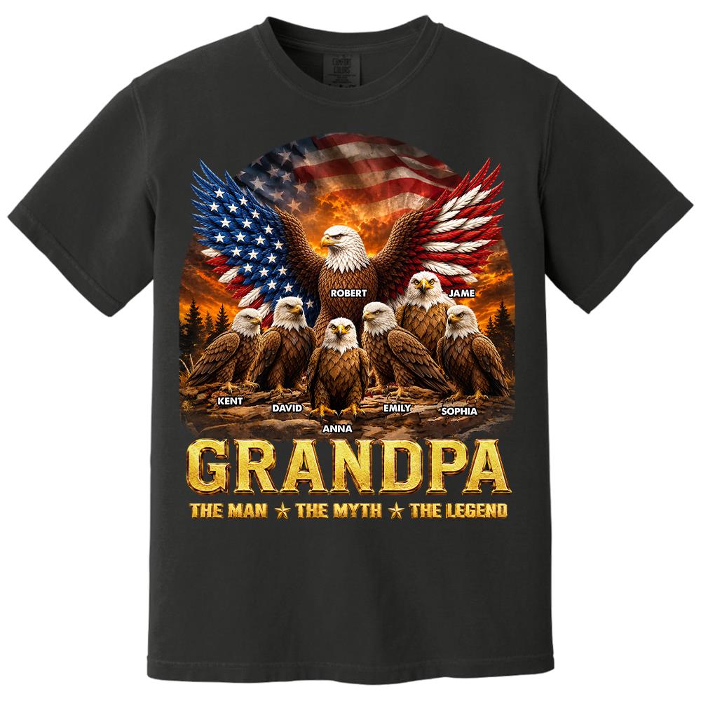 Grandpa Eagle - Personalized Shirt For Grandpa & Dad Vintage Shirt NA04 Hv01 Vrs2